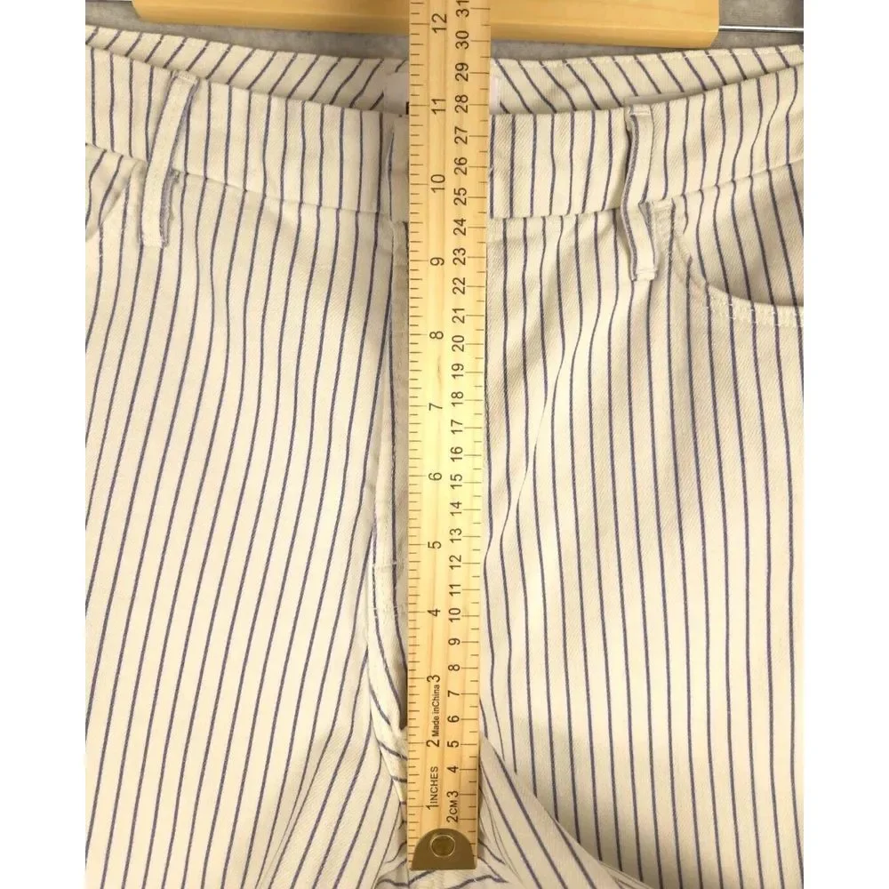 Frame Womens Le Crop Mini‎ Boot Shorts 31 White Stripes